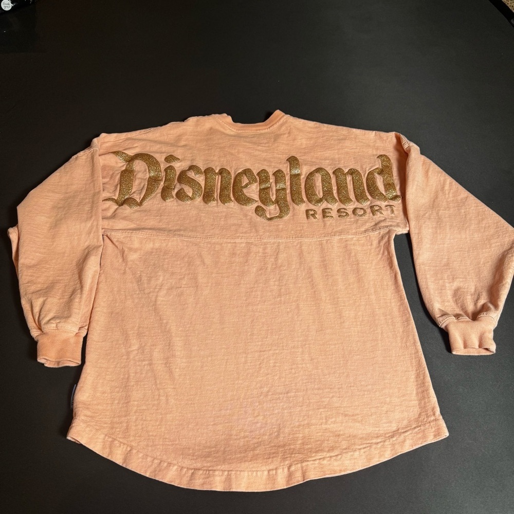 Disneyland Resort Spirit Jersey Peach Gold Glitter Long Sleeve Size S